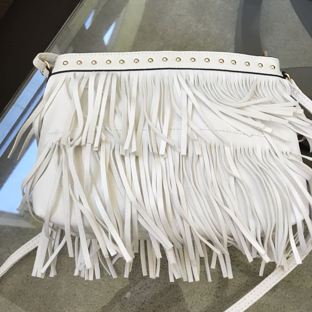 White faux leather Crossbody